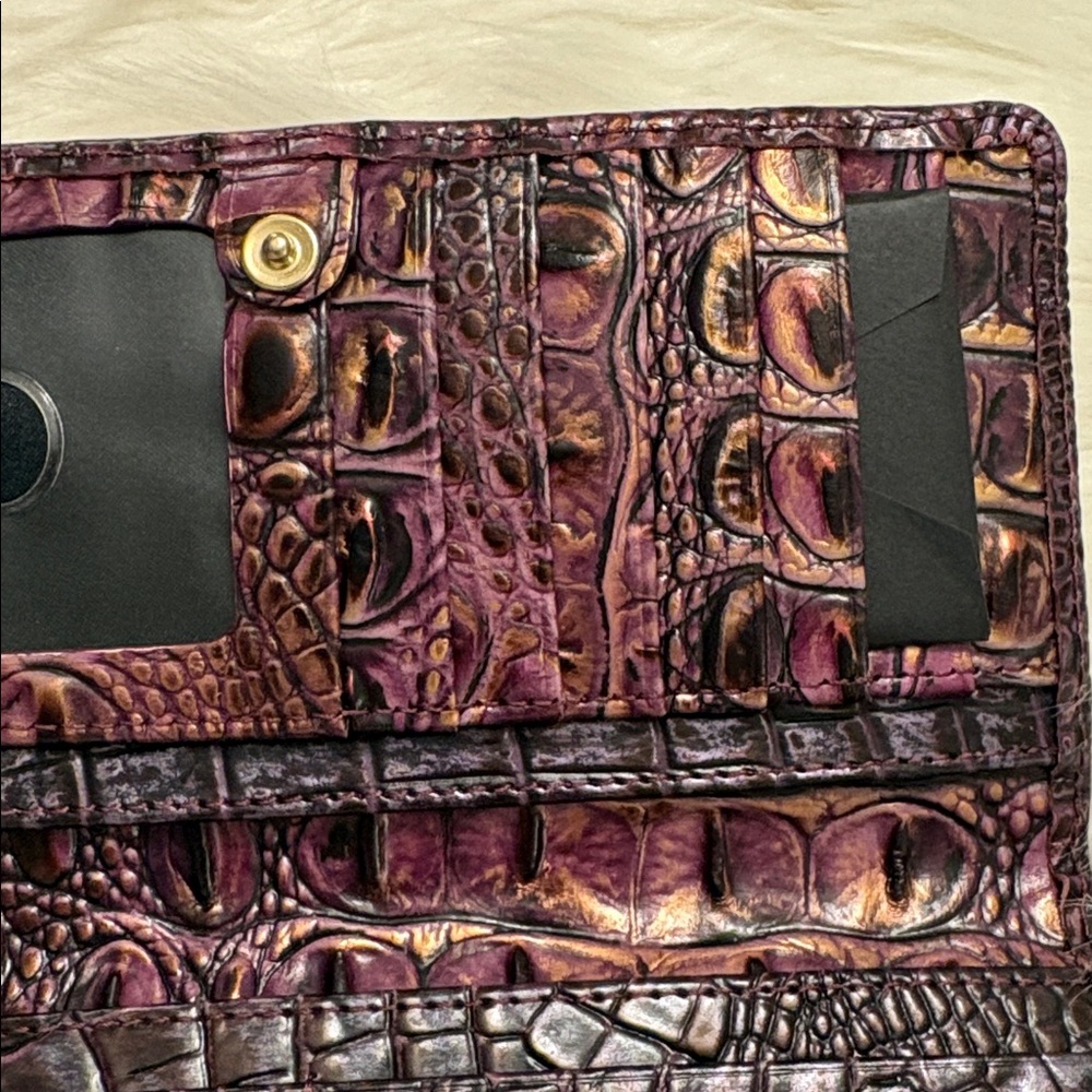 Brahmin Purple and Gold Croc-Embossed Wallet - Picture 8 of 9